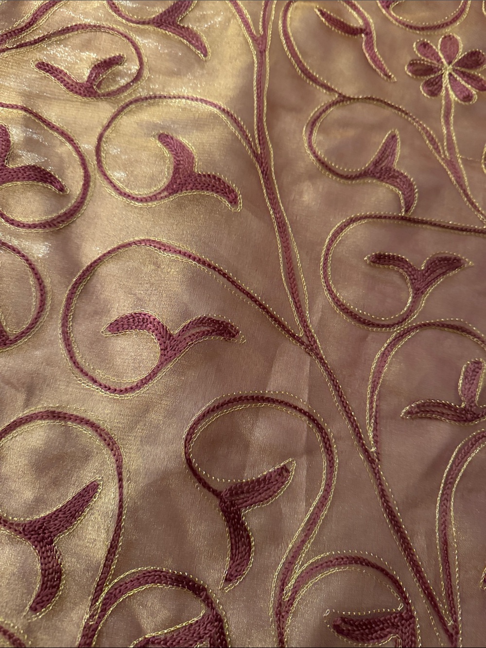 Gold and Burgundy Quilted Tree Skirt with Tassels - Picture 7 of 11